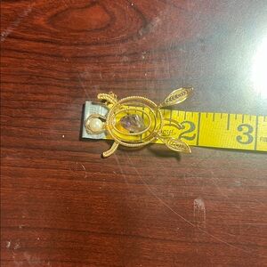 Elegant Gold Turtle Brooch with Pearl Accent